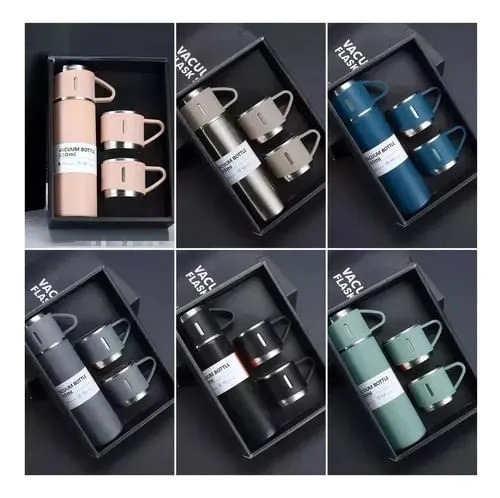 Set De Termo Acero Inoxidable Con Tazas